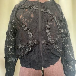 Black lace jacket with zip size 8
